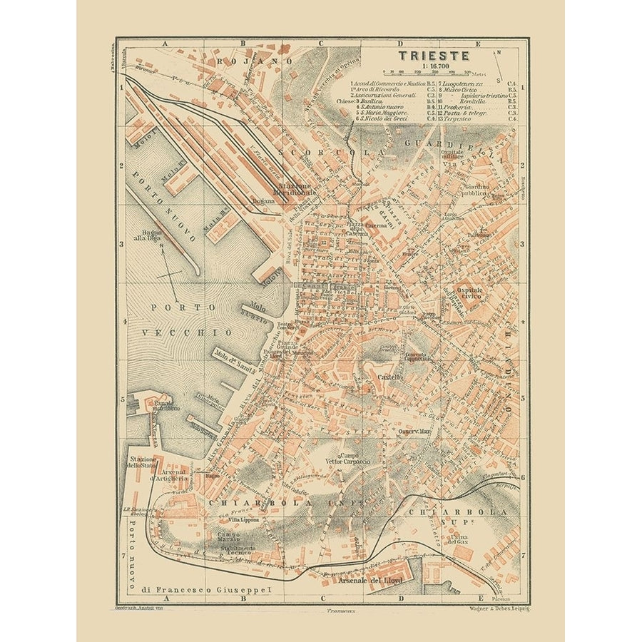 Trieste Italy - Baedeker 1910 Poster Print by Baedeker Baedeker-VARPDXITIT0079 Image 1