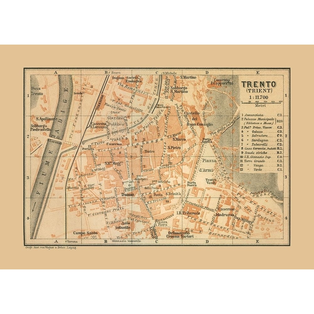 Trento Italy - Baedeker 1910 Poster Print by Baedeker Baedeker-VARPDXITIT0077 Image 1