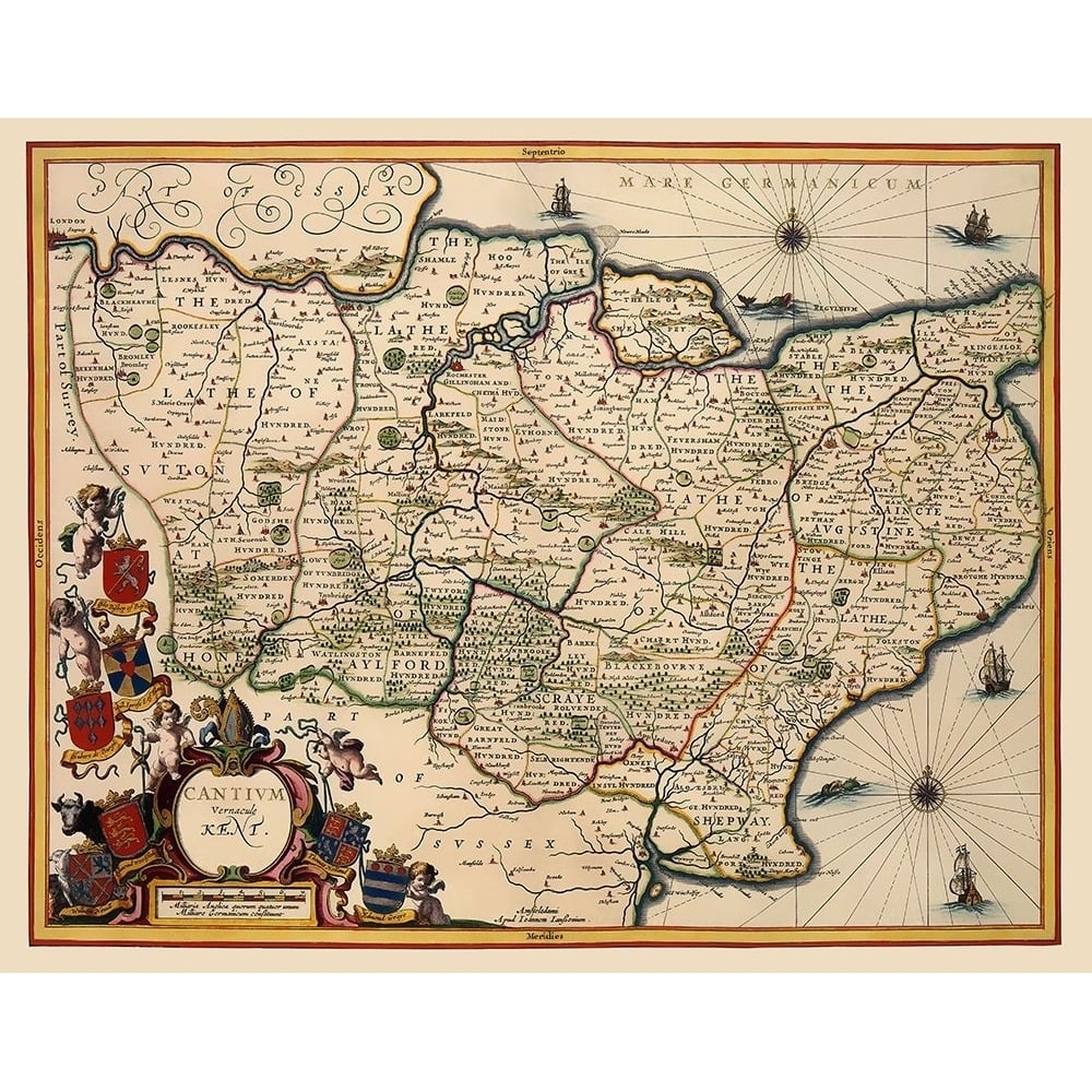 Kent County England - Blaeu 1646 Poster Print by Blaeu Blaeu-VARPDXITKE0001 Image 1