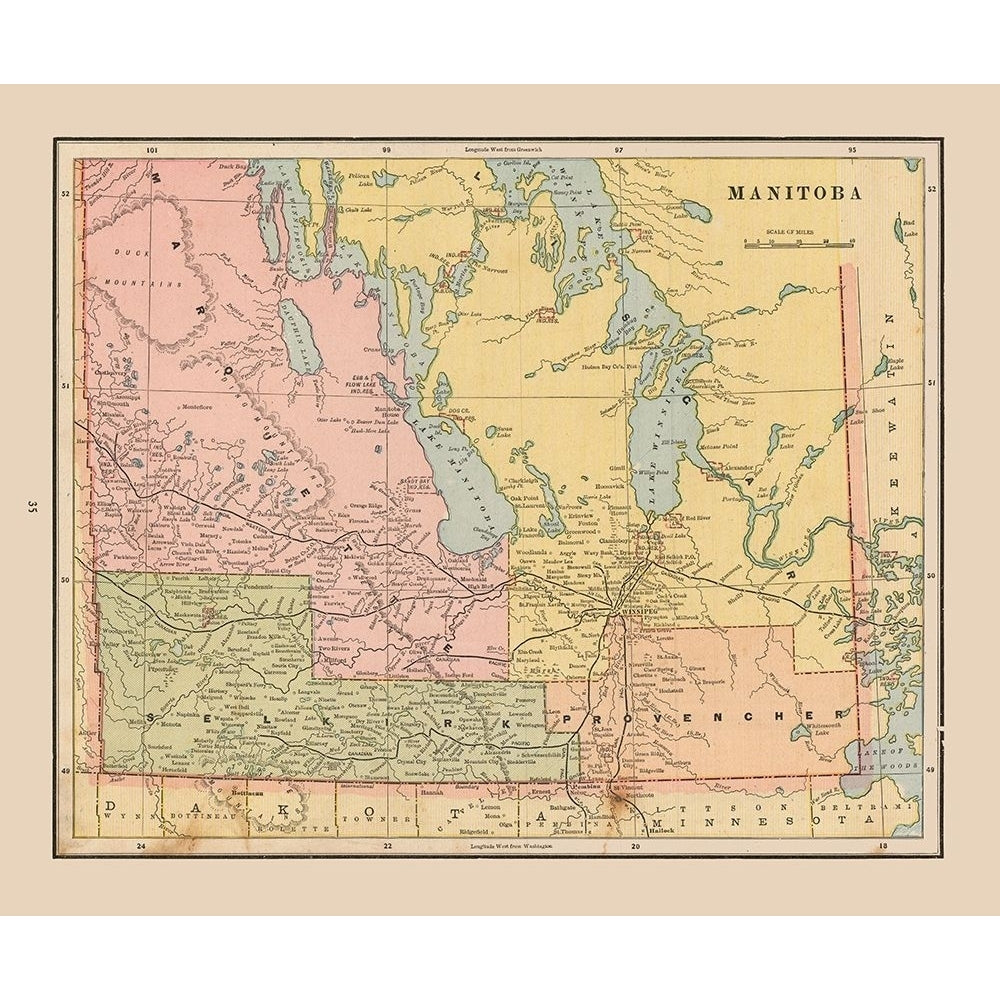 Manitoba Province Canada - Cram 1888 Poster Print by Cram Cram-VARPDXITMA0021 Image 1