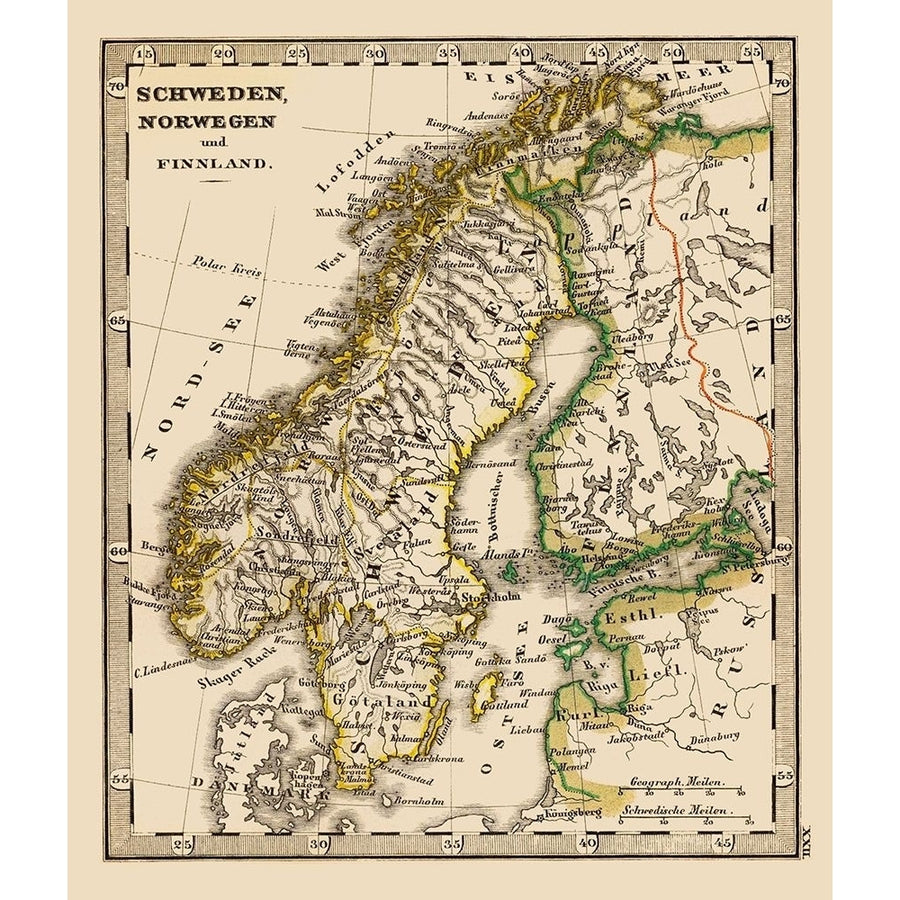 Scandinavia Norway Sweden Finland - Stieler 1852 Poster Print by Stieler Stieler-VARPDXITNO0015 Image 1