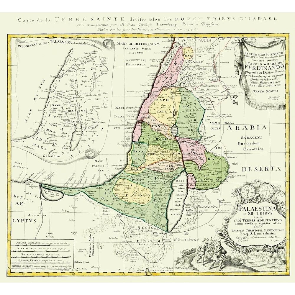 Holy Land 12 Tribes of Israel - Homann 1750 Poster Print by Homann Homann-VARPDXITPA0005 Image 1