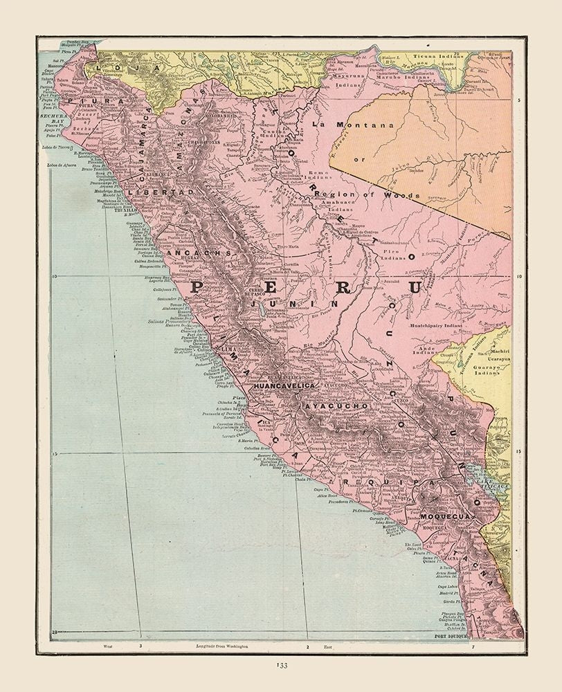 South America Peru - Cram 1892 Poster Print by Cram Cram-VARPDXITPE0022 Image 1