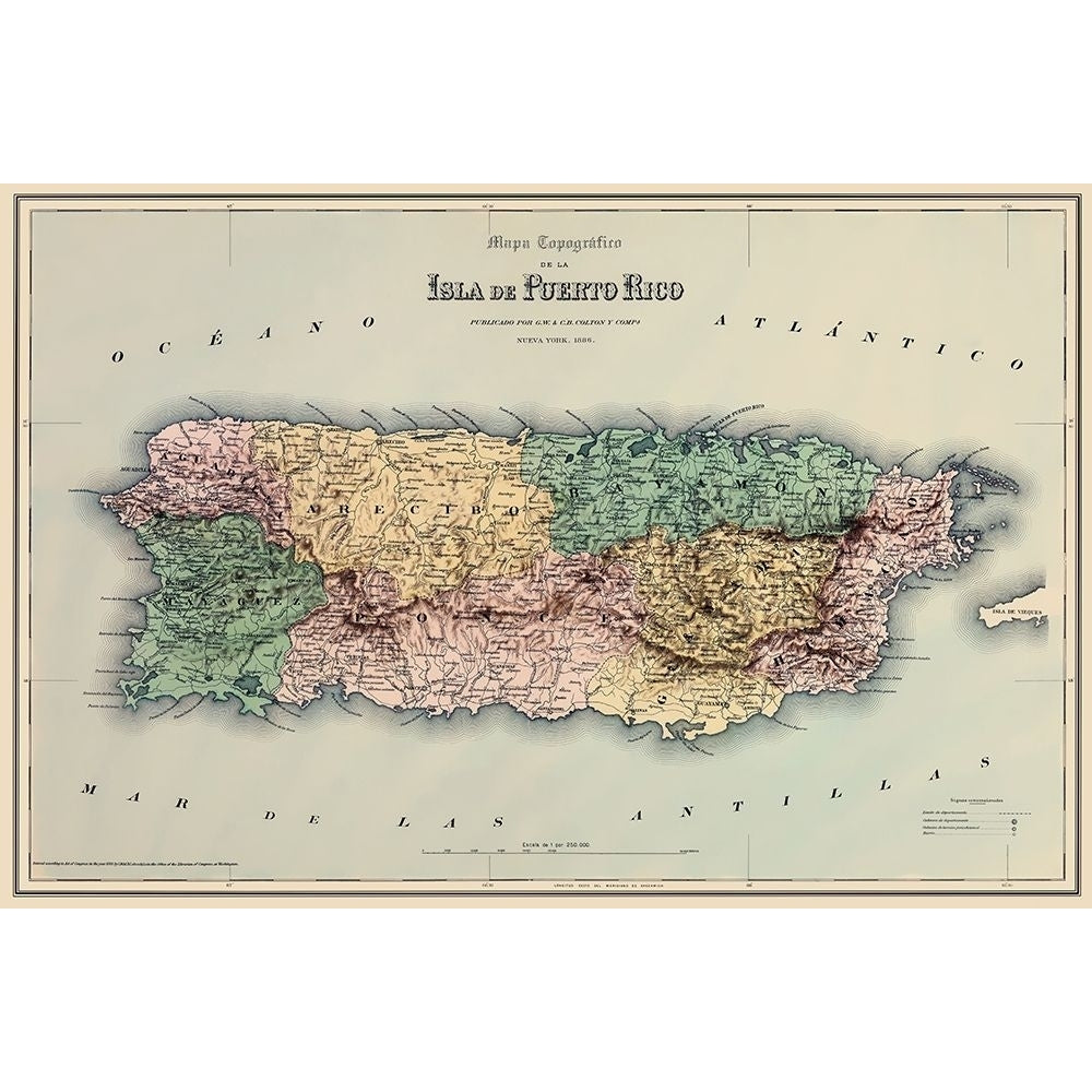 Caribbean Puerto Rico - Colton 1886 Poster Print by Colton Colton-VARPDXITPU0004 Image 1