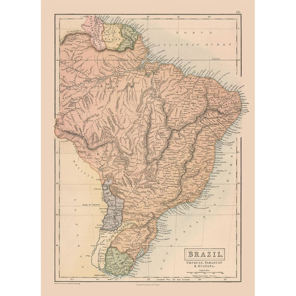 South America Brazil Uruguay Paraguay Guayana Poster Print by Black Black-VARPDXITSA0052 Image 1