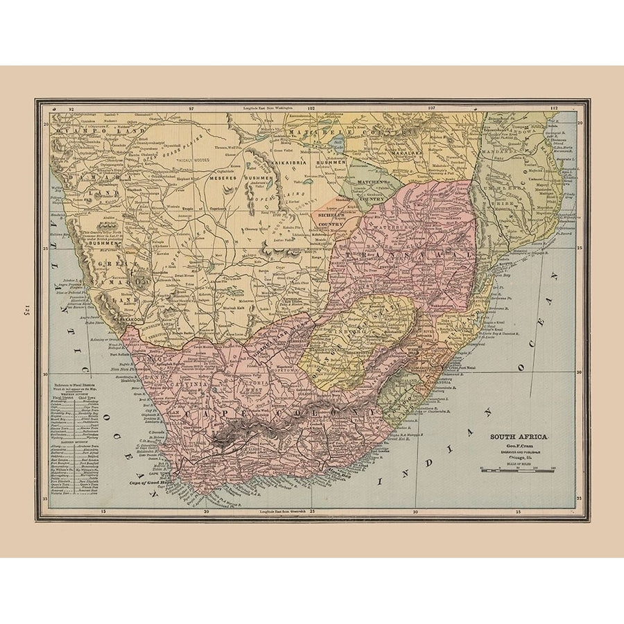 South Africa - Cram 1888 Poster Print by Cram Cram-VARPDXITSA0061 Image 1