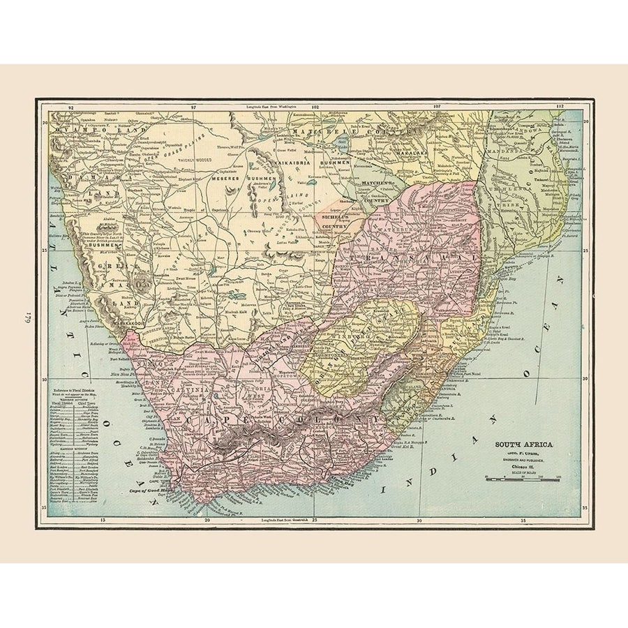 South Africa - Cram 1892 Poster Print by Cram Cram-VARPDXITSA0079 Image 1