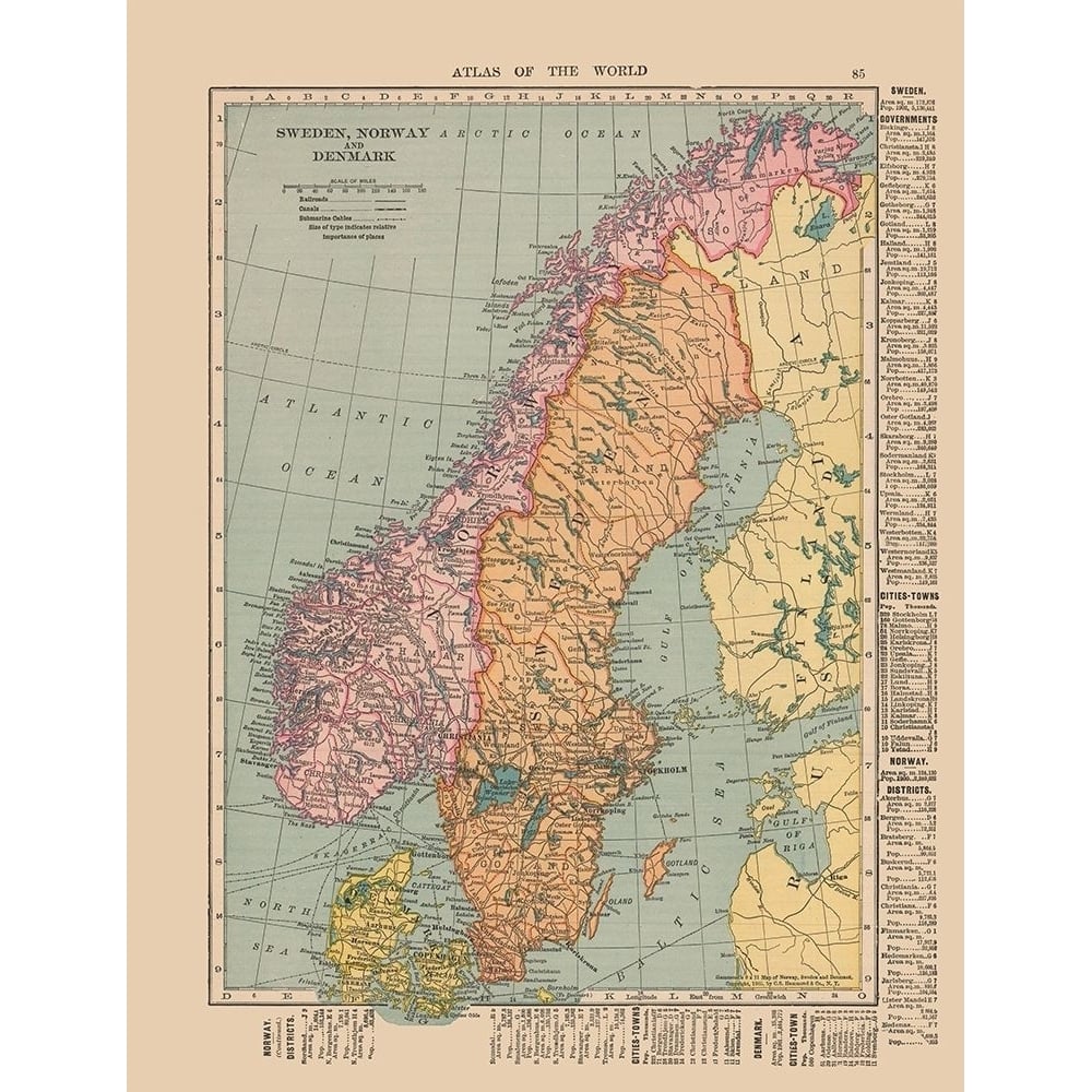 Europe Sweden Norway Denmark - Hammond 1910 Poster Print by Hammond Hammond-VARPDXITSC0034 Image 1