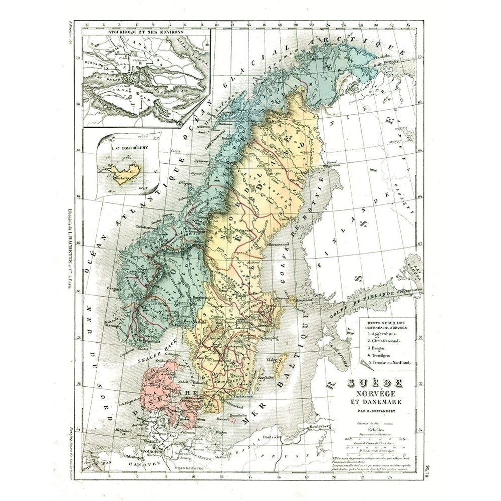 Europe Sweden Norway Denmark - Cortambert 1880 Poster Print by Cortambert Cortambert-VARPDXITSC0041 Image 1