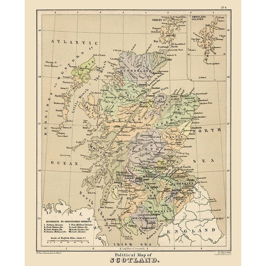 Scotland - Political Map - Allen Poster Print by Allen Allen-VARPDXITSC0069 Image 1