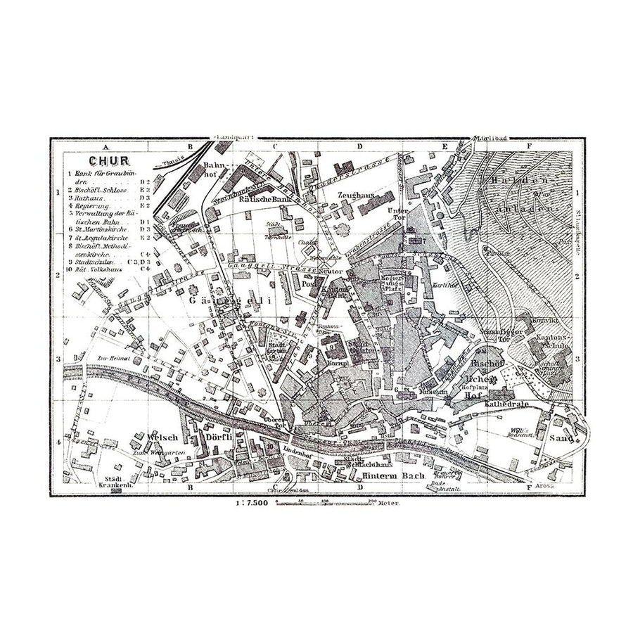 Chur Switzerland - Baedeker 1921 Poster Print by Baedeker Baedeker-VARPDXITSW0081 Image 1