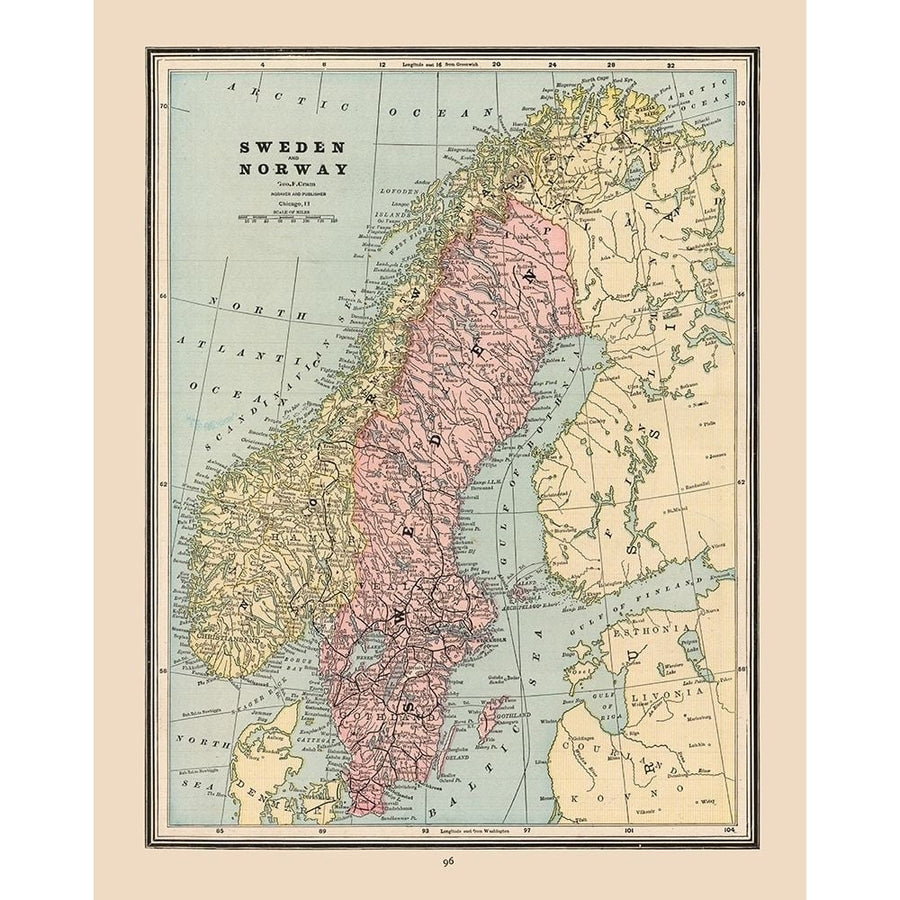 Sweden Norway - Cram 1888 Poster Print by Cram Cram-VARPDXITSW0031 Image 1