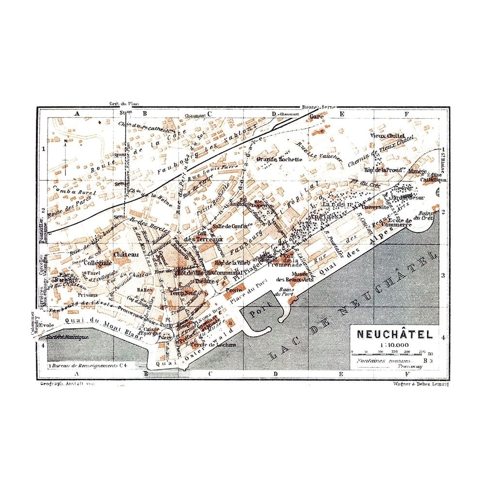 Neuchatel Switzerland - Baedeker 1921 Poster Print by Baedeker Baedeker-VARPDXITSW0089 Image 1