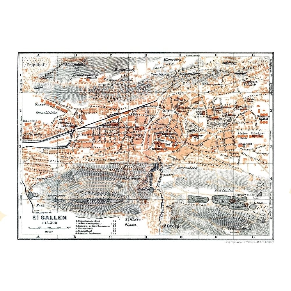 St Gallen Switzerland - Baedeker 1921 Poster Print by Baedeker Baedeker-VARPDXITSW0061 Image 1