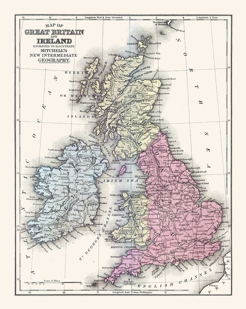 Great Britain Ireland - Mitchell 1877 Poster Print by Mitchell Mitchell-VARPDXITUK0026 Image 1