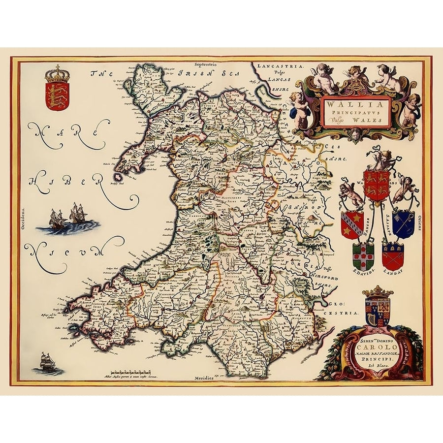 Wales - Blaeu 1645 Poster Print by Blaeu Blaeu-VARPDXITWA0003 Image 1