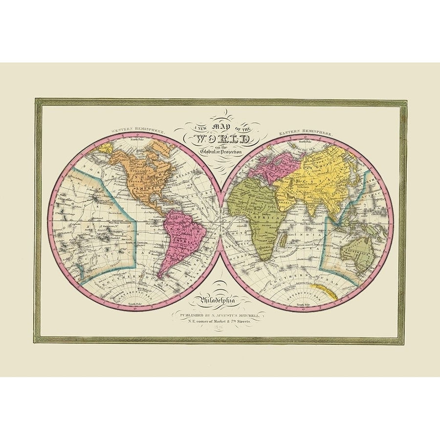 World Globular Projection - Mitchell 1846 Poster Print by Mitchell Mitchell-VARPDXITWO0133 Image 1