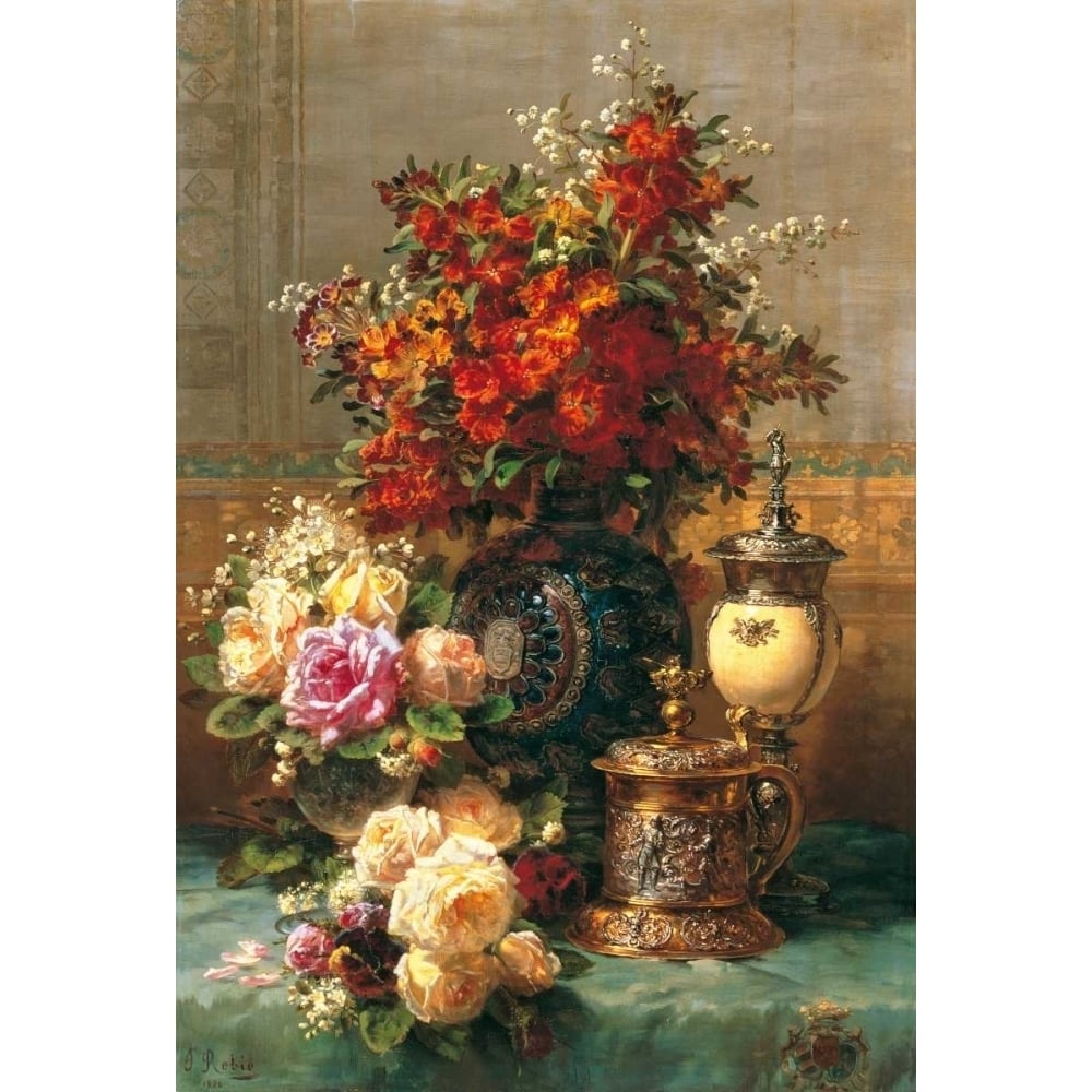 Fleurs sur une table Poster Print by Jean Baptiste Robie-VARPDXJBR289 Image 1