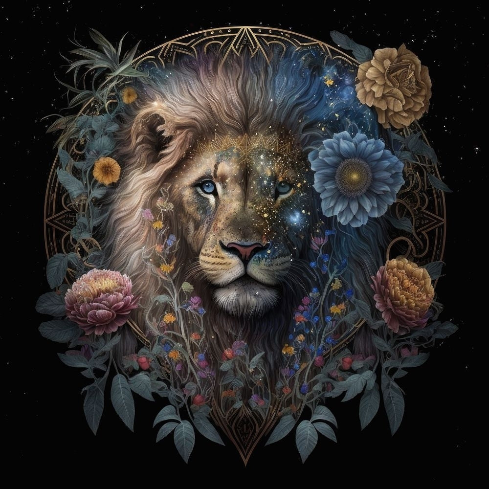 Midnight Bloom Lion Poster Print - Jake Fouracre-VARPDXJFS121 Image 1