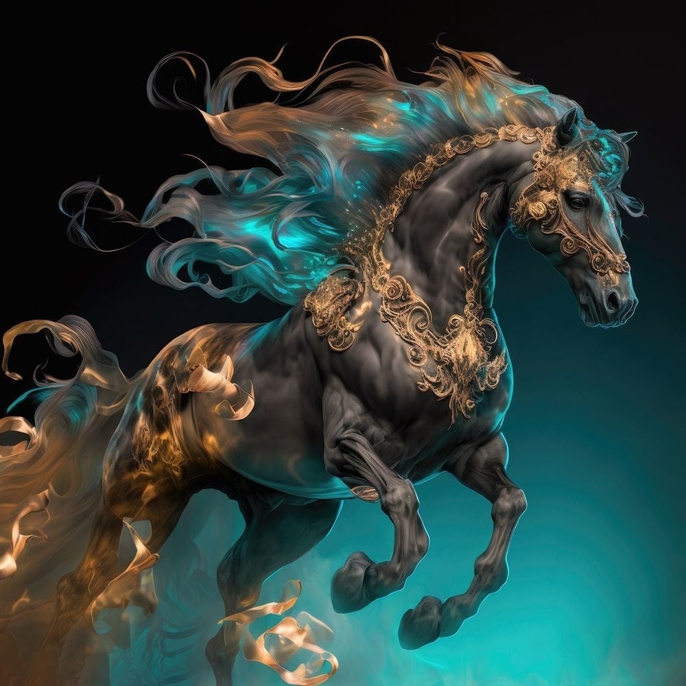 Gold fire Stallion Poster Print - Jake Fouracre-VARPDXJFS307 Image 1