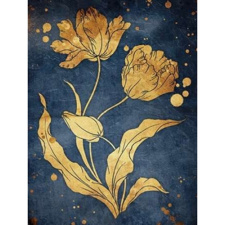 Floral Golden Blues Mate Poster Print by Jace Grey-VARPDXJGRC356B Image 1