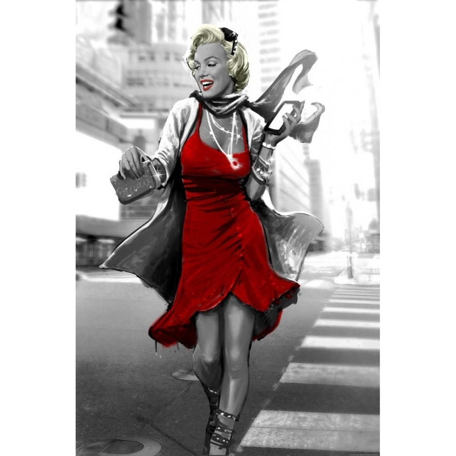 Marilyn In The City Red Dress Poster Print by JJ Brando-VARPDXJJ37BWRD Image 1