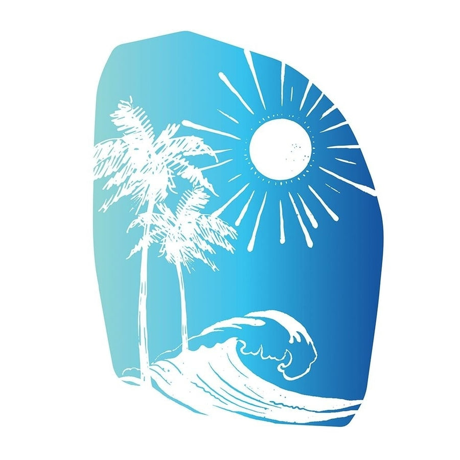 Palm Tree Sun Waves Blue Poster Print - Jennifer McCully-VARPDXJMDRC038B1 Image 1