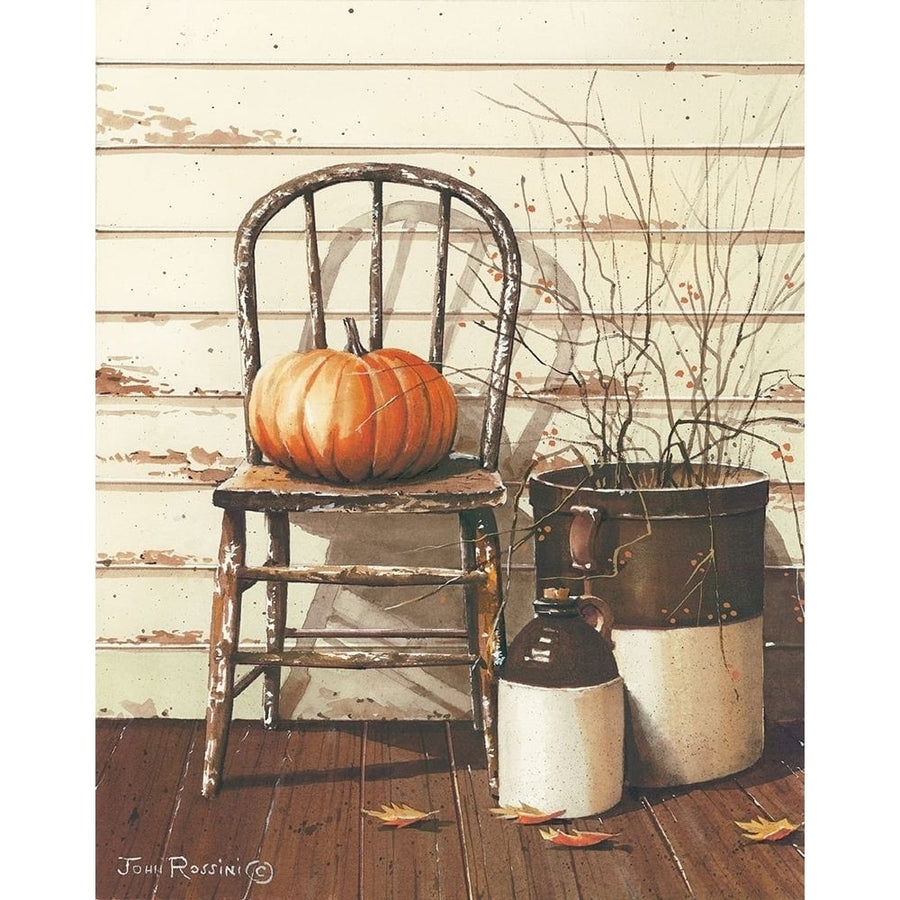 Pumpkin and Chair Poster Print by John Rossini-VARPDXJR347 Image 1