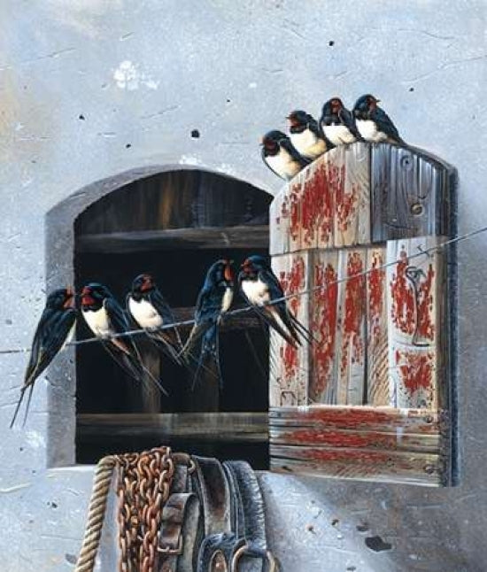 Window with 9 birds Poster Print by Jan Weenink-VARPDXJW2005001 Image 1