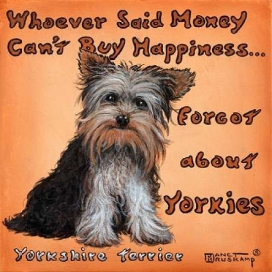 Yorkies = Happiness Poster Print by Janet Kruskamp-VARPDXK2510D Image 1