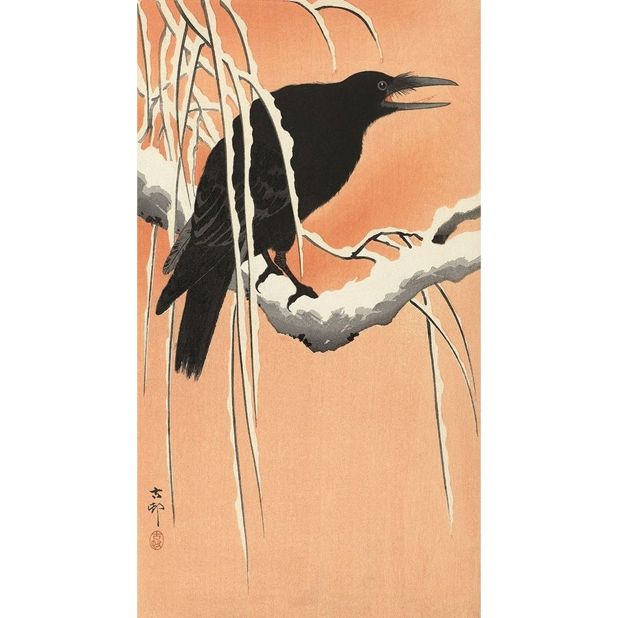 Crow on a Snowy Bough 1900-1930 Poster Print by Ohara Koson-VARPDXK2718D Image 1