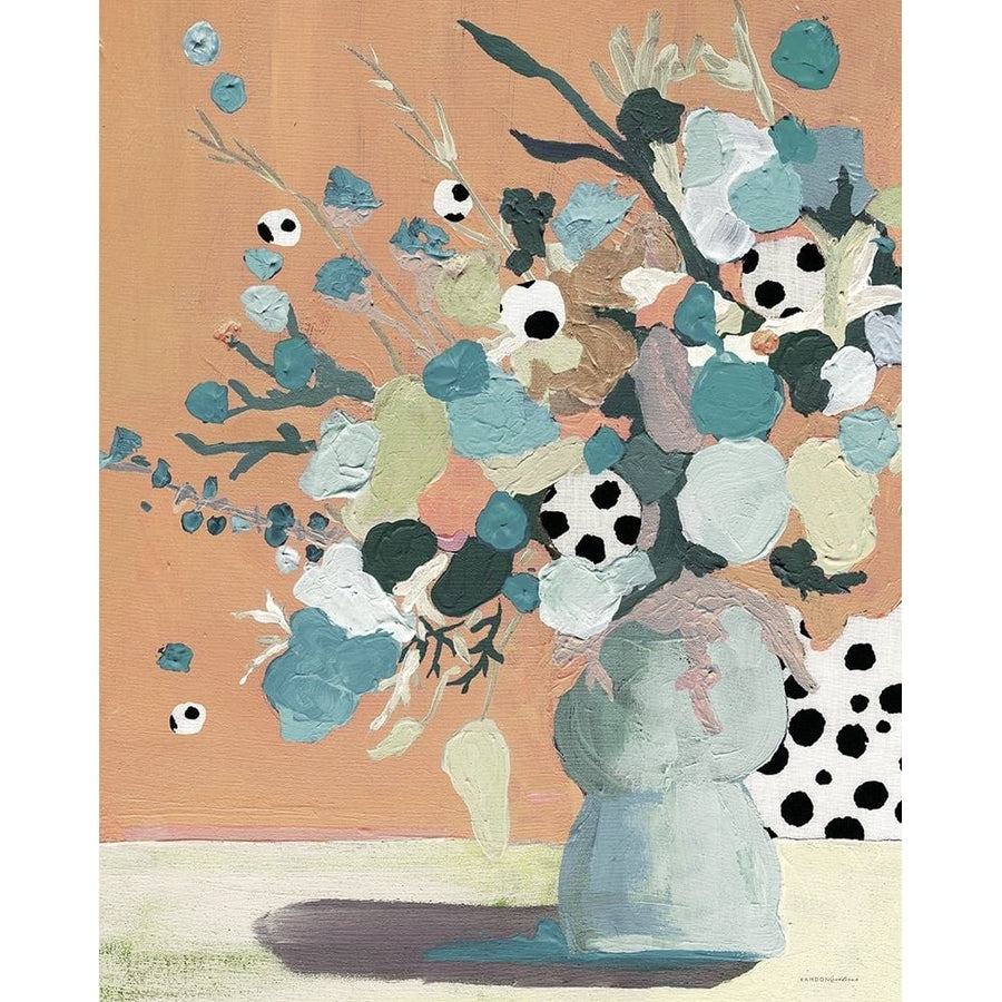 Peach Polka Dot Floral Poster Print - Kamdon Kreations-VARPDXKAM710 Image 1