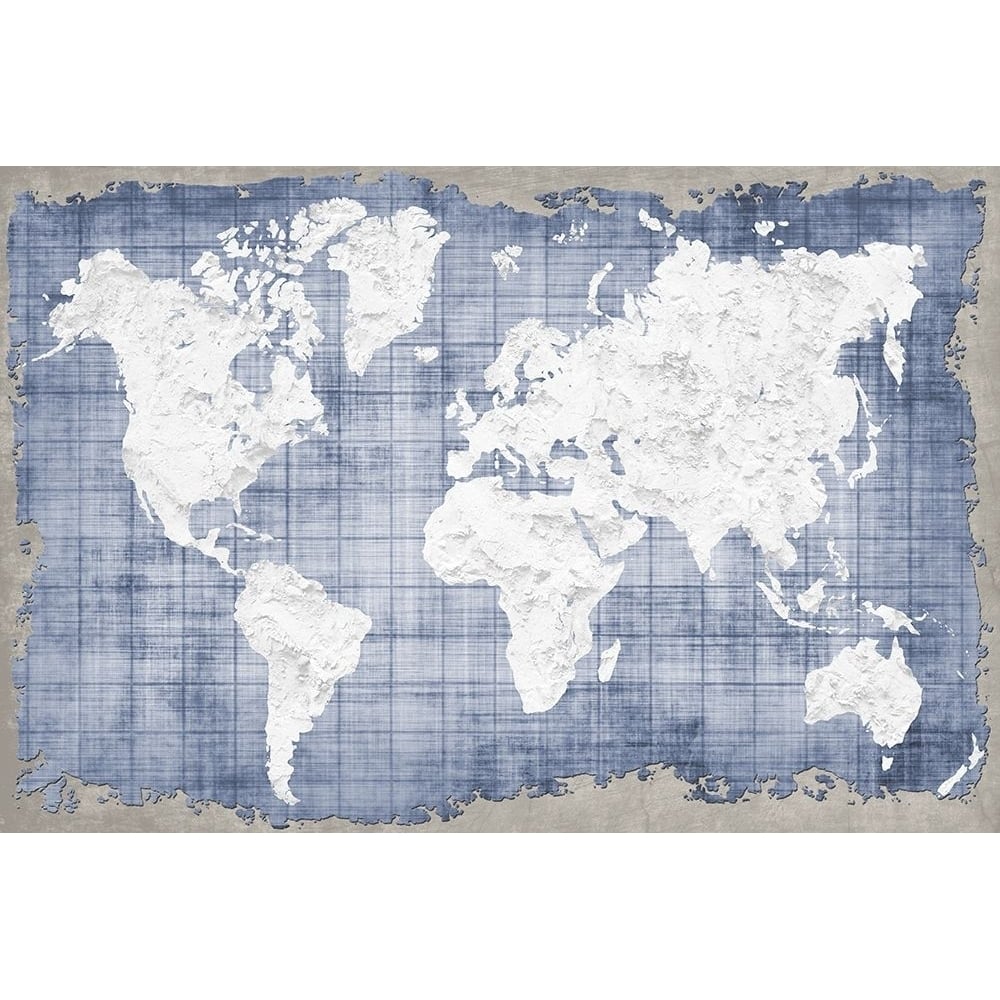 Blue World Map by Kimberly Allen-VARPDXKARC2178A Image 1