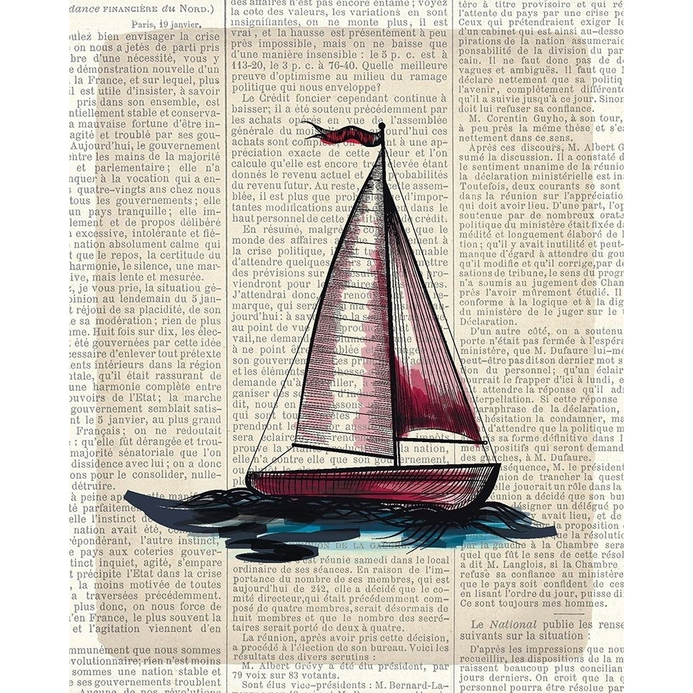 Newspaper Sailboat 4 Poster Print by Allen Kimberly-VARPDXKARC583D Image 2