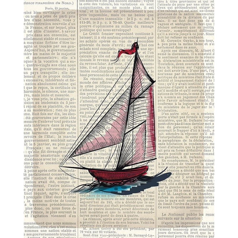 Newspaper Sailboat 2 Poster Print by Allen Kimberly-VARPDXKARC583B Image 1