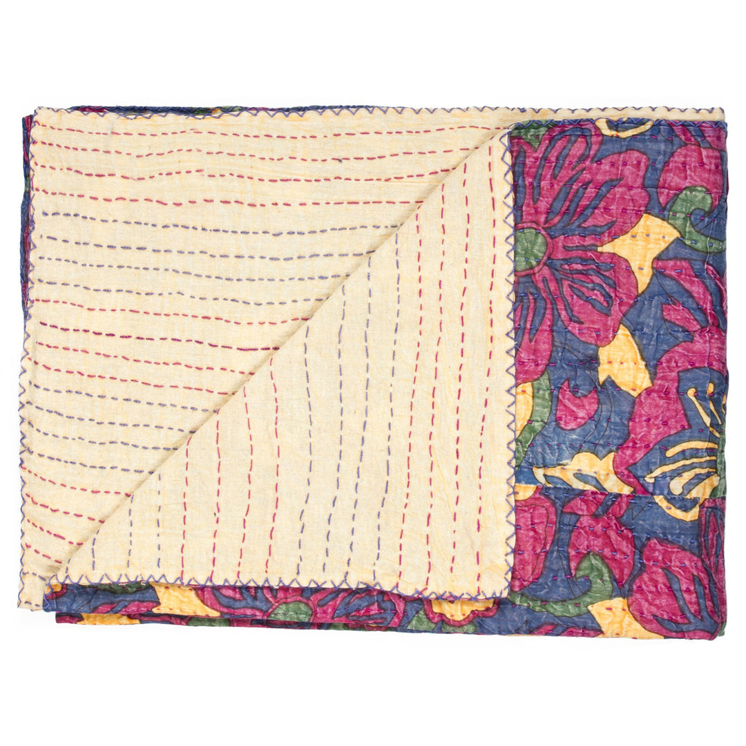 Taj Hotel Kantha Cotton Throw 50x70 Inches Handcrafted Indian Patchwork Quilt Image 5