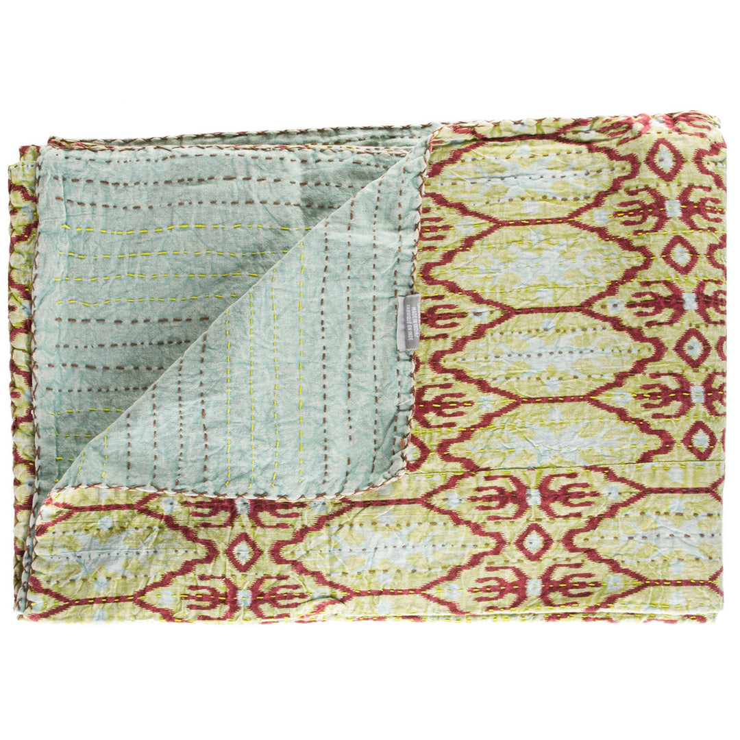 Taj Hotel Kantha Cotton Throw 50x70 Handmade Patchwork Vibrant India Decor Image 7