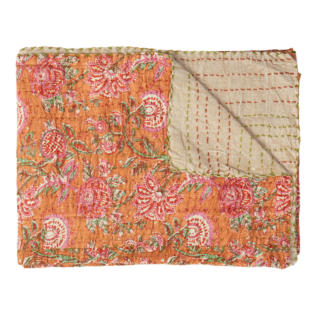 Taj Hotel Kantha Cotton Throw 50x70 Handmade Patchwork Blanket Lightweight India Image 5