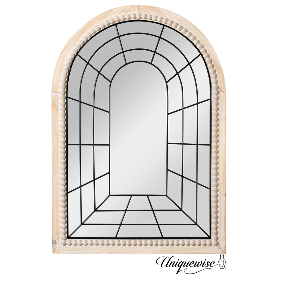 Arched Large 39.37 x 27.56 in Rustic Window Metal Mirror, Windowpane Shaped Decoration Farmhouse Big Wall Mounted Image 1