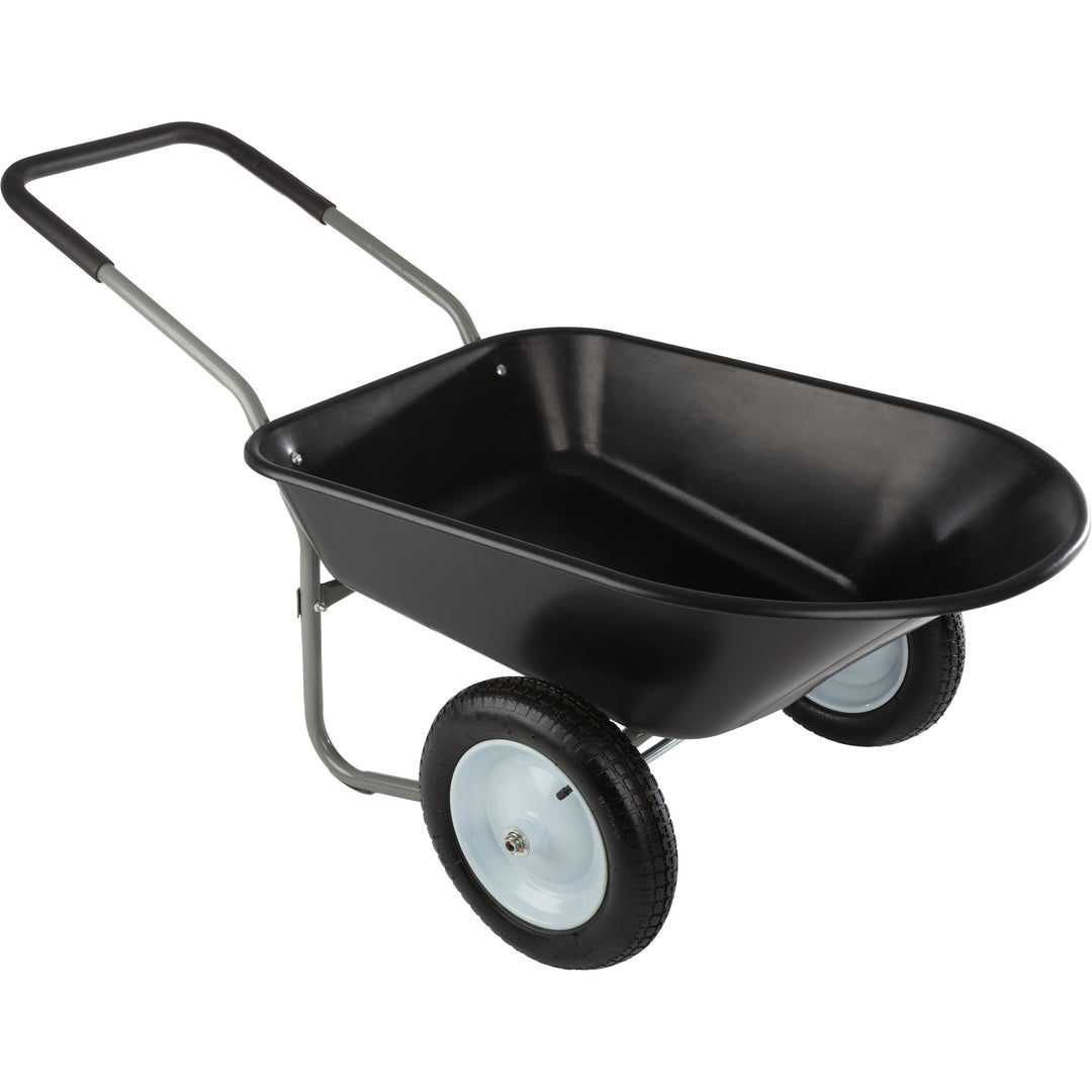 2-Wheel Wheelbarrow Black Garden Cart 300lb Capacity Lightweight Durable Design Image 1