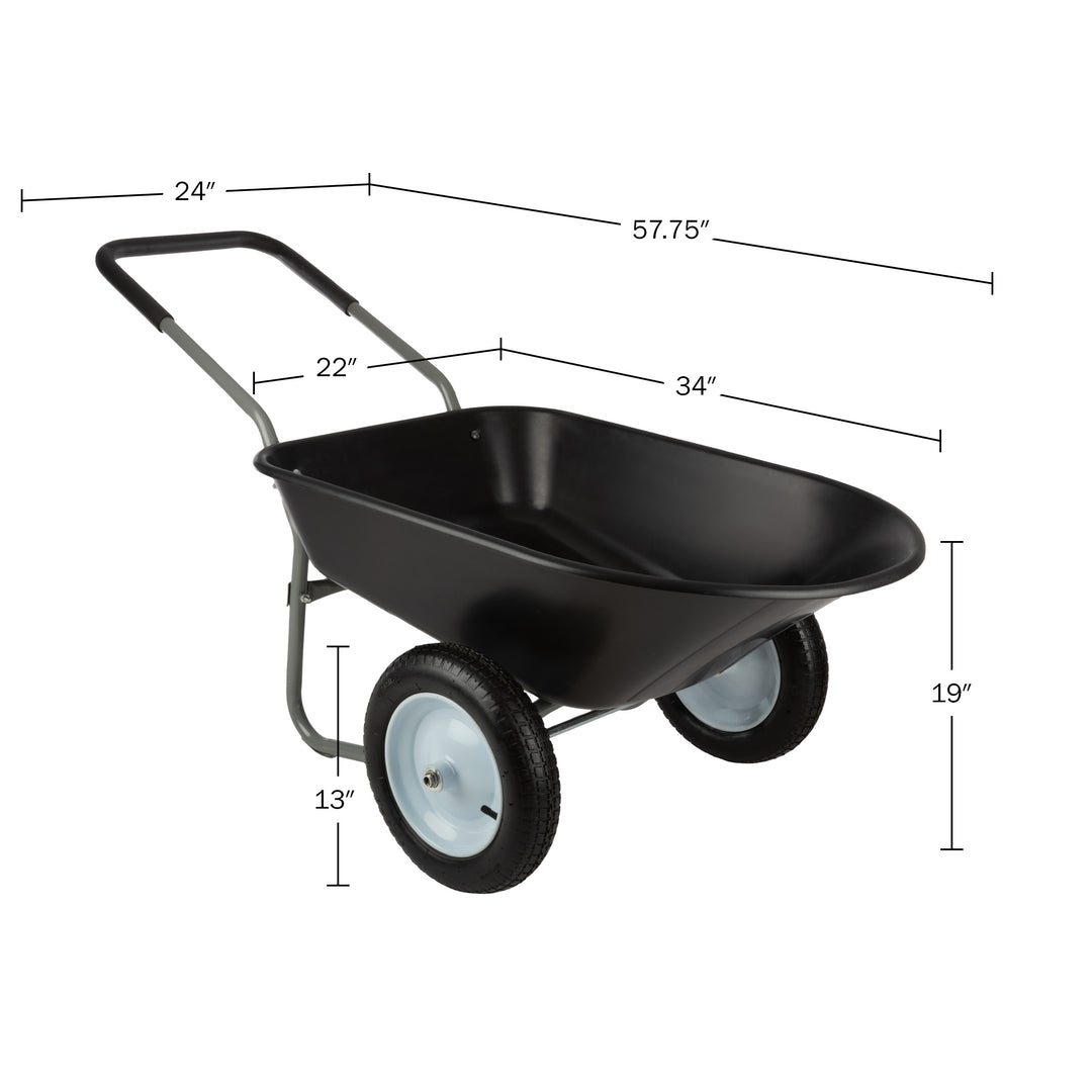 2-Wheel Wheelbarrow Black Garden Cart 300lb Capacity Lightweight Durable Design Image 2