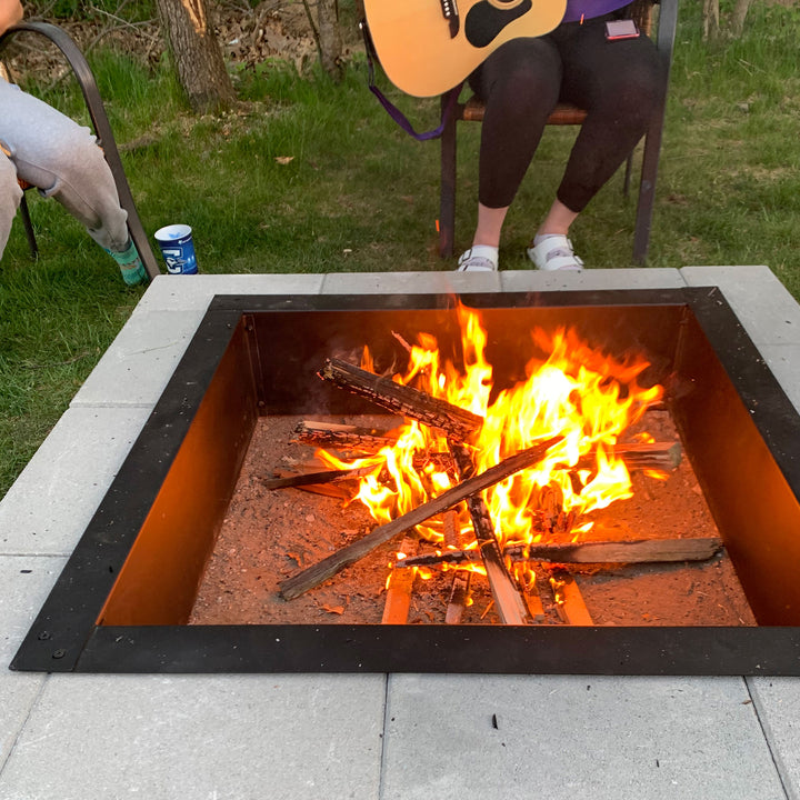 Sunnydaze 36 in Heavy-Duty Steel Above/In-Ground Square Fire Pit Rim Liner Image 9