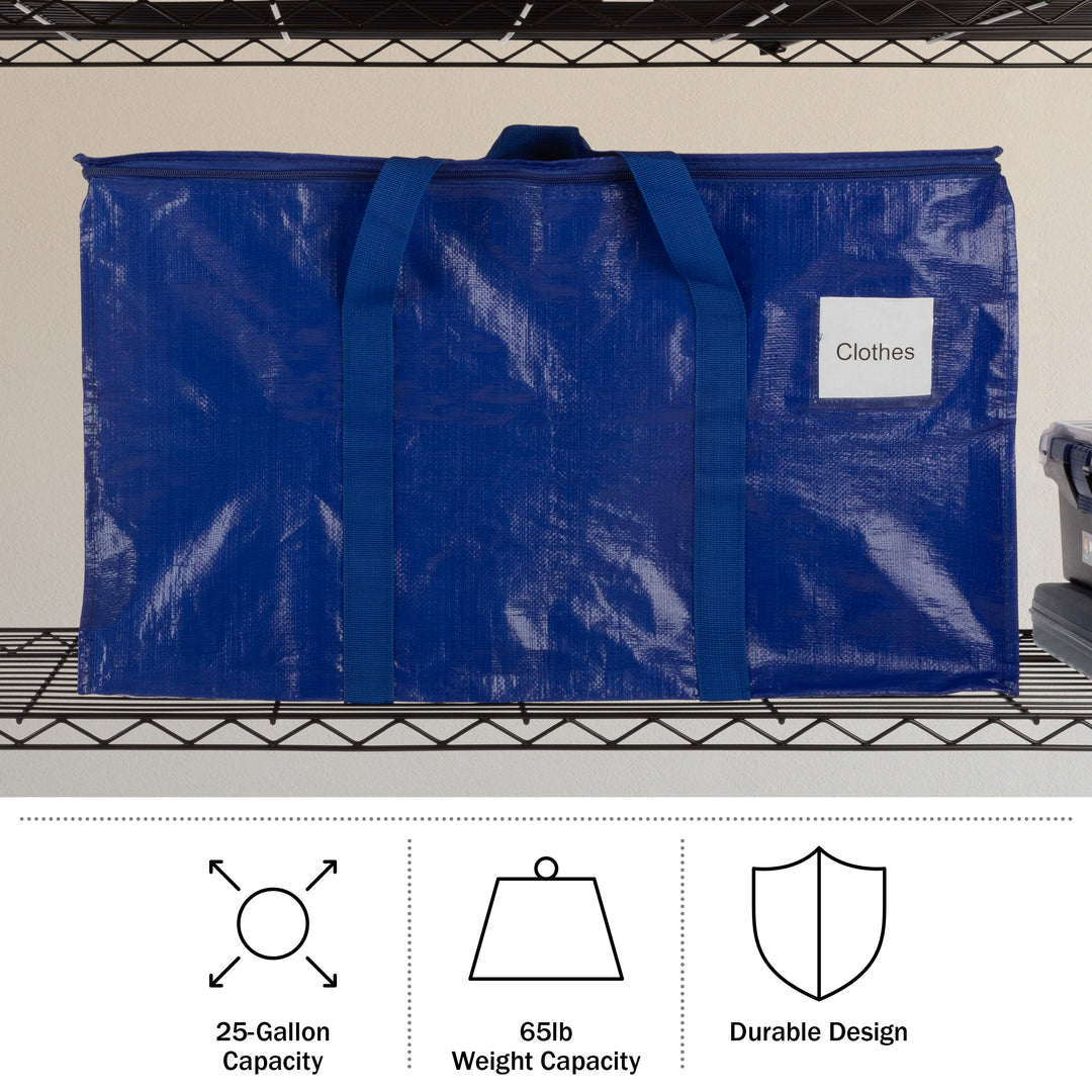 Home-Complete 10-Pack Extra Large Storage Bags Blue 25 Gallon Zipper Durable Image 4