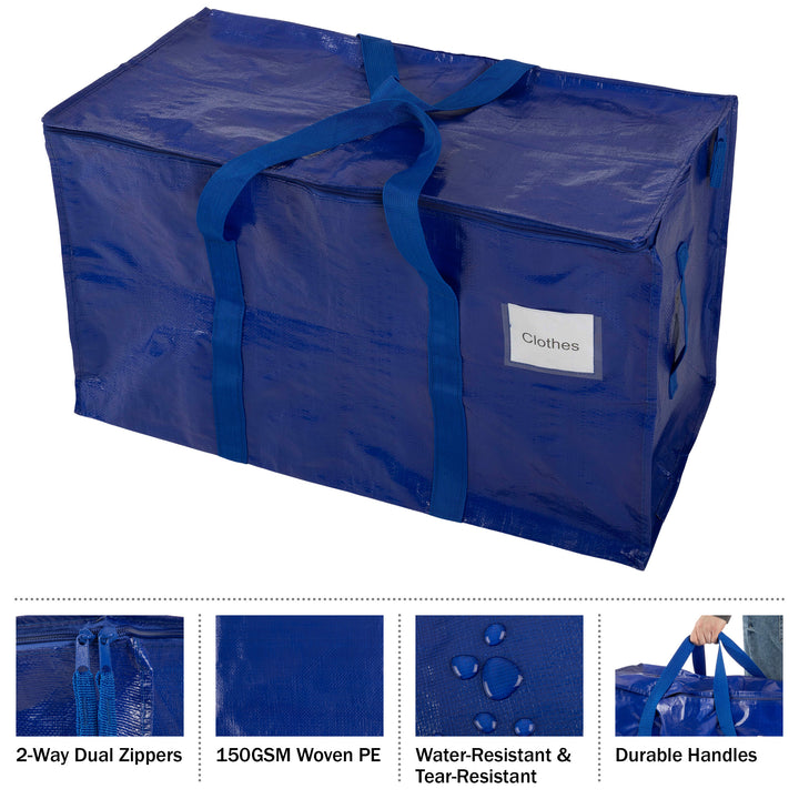 Home-Complete 10-Pack Extra Large Storage Bags Blue 25 Gallon Zipper Durable Image 5