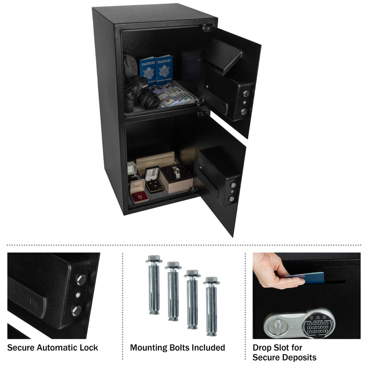 Electronic Safe Deposit Box - Drop Safe with Digital Keypad and 2 Sets of Manual Override Keys for Business Cash Drops Image 3