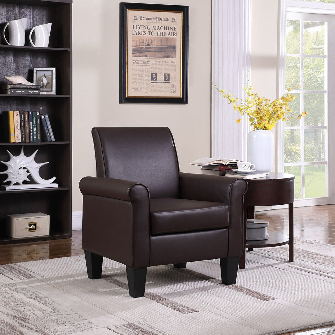 Belleze Modern Contemporary Upholstered Accent Chair Brown Image 2