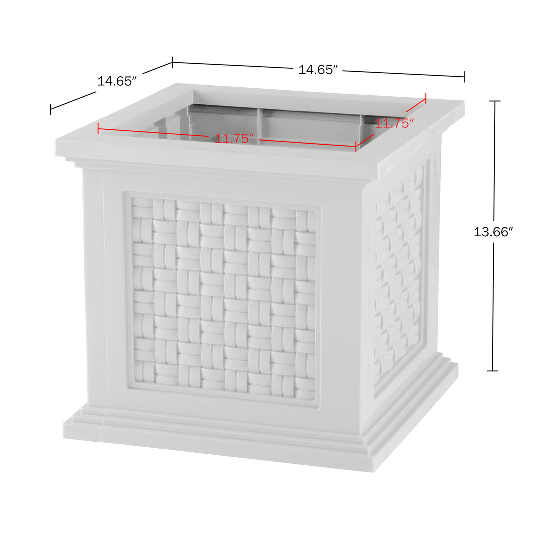 Rattan Outdoor Planter Box 14.65 Inch Square Polypropylene Decorative Pot Image 6