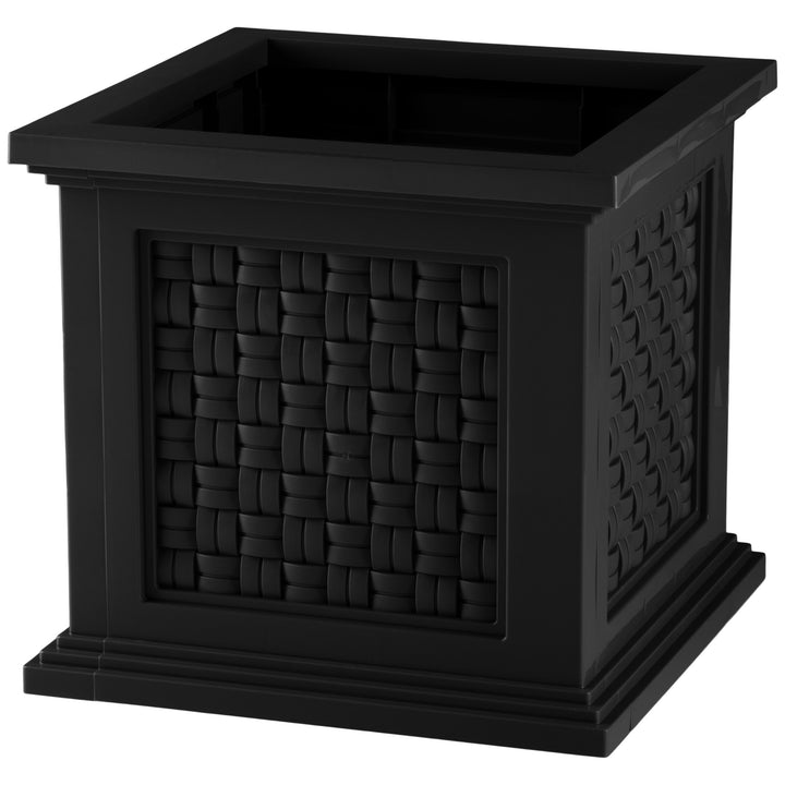 Rattan Outdoor Planter Box 14.65 Inch Square Polypropylene Decorative Pot Image 3