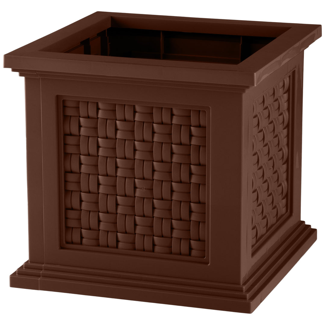 Rattan Outdoor Planter Box 14.65 Inch Square Polypropylene Decorative Pot Image 4