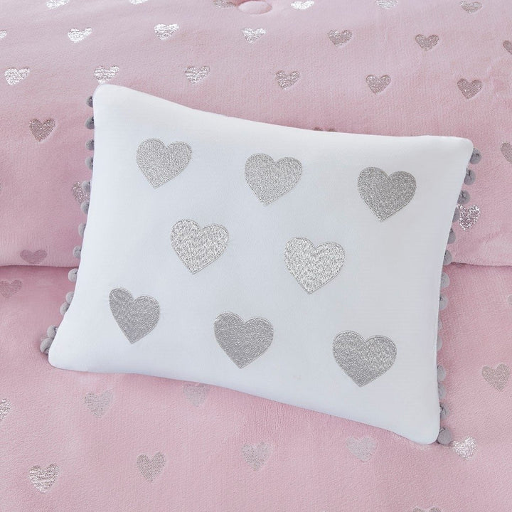 Gracie Mills Elysia Plush Comforter Set Twin Pink Metallic Heart GRACE-11234 Image 3